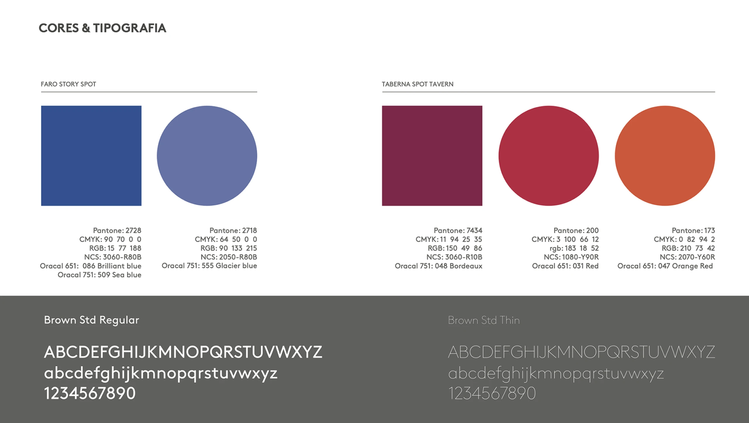 Faro Story Spot - Cores e Tipografia